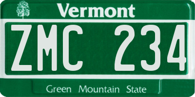 VT license plate ZMC234