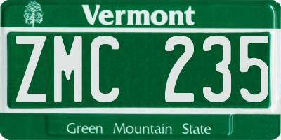 VT license plate ZMC235