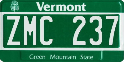 VT license plate ZMC237