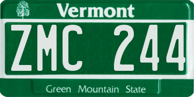 VT license plate ZMC244