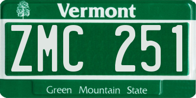 VT license plate ZMC251