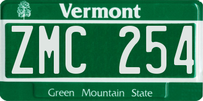 VT license plate ZMC254