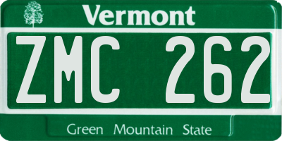 VT license plate ZMC262