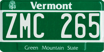 VT license plate ZMC265