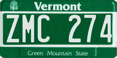VT license plate ZMC274
