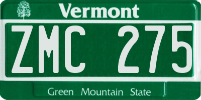 VT license plate ZMC275