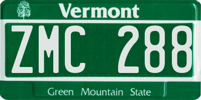 VT license plate ZMC288