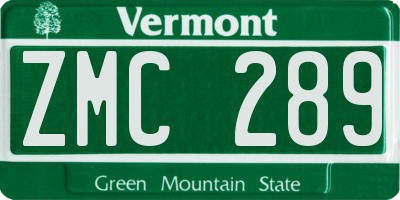 VT license plate ZMC289