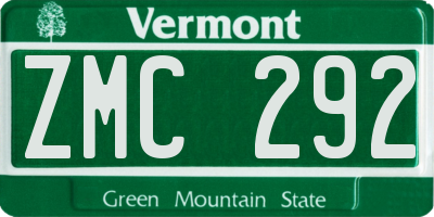 VT license plate ZMC292