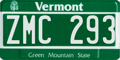 VT license plate ZMC293