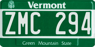 VT license plate ZMC294