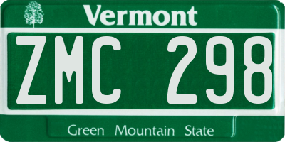 VT license plate ZMC298