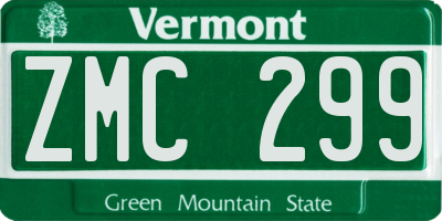 VT license plate ZMC299