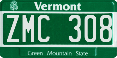 VT license plate ZMC308