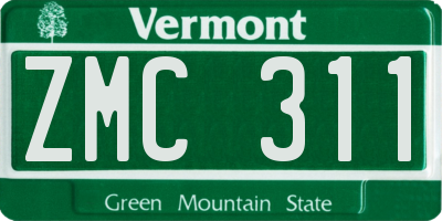 VT license plate ZMC311