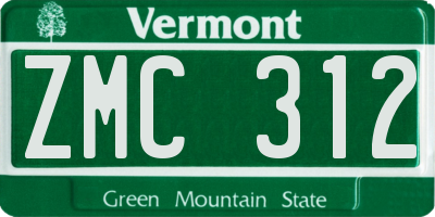 VT license plate ZMC312