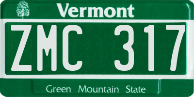 VT license plate ZMC317
