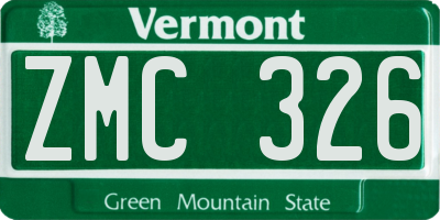VT license plate ZMC326