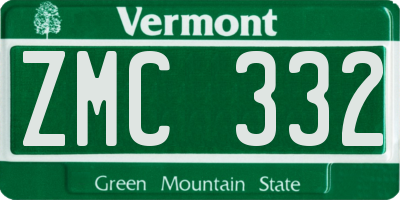 VT license plate ZMC332