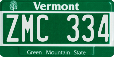 VT license plate ZMC334
