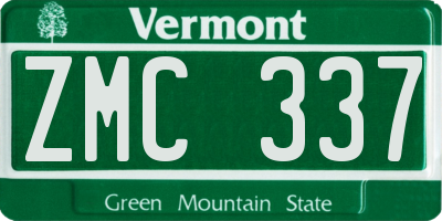 VT license plate ZMC337