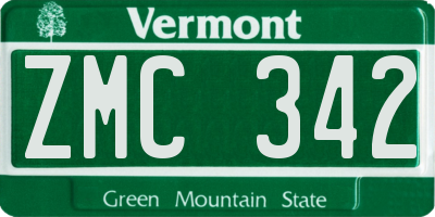 VT license plate ZMC342