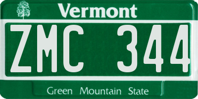 VT license plate ZMC344
