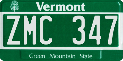 VT license plate ZMC347