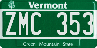 VT license plate ZMC353