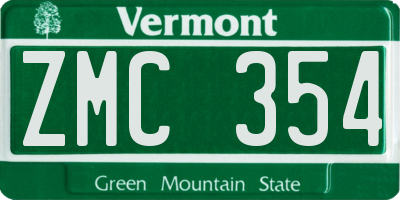 VT license plate ZMC354