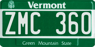 VT license plate ZMC360