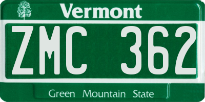 VT license plate ZMC362