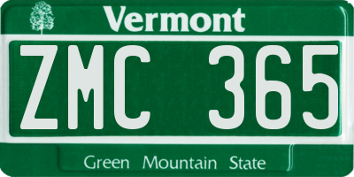 VT license plate ZMC365