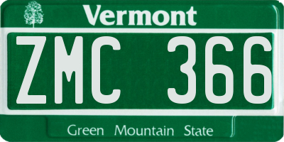 VT license plate ZMC366