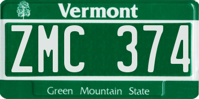 VT license plate ZMC374