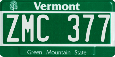 VT license plate ZMC377