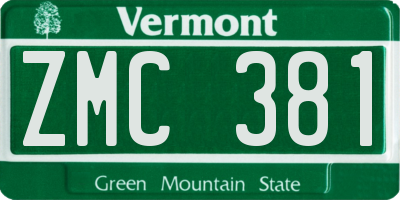 VT license plate ZMC381