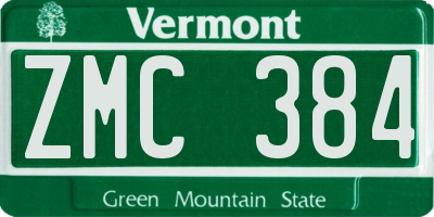 VT license plate ZMC384
