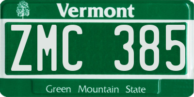 VT license plate ZMC385