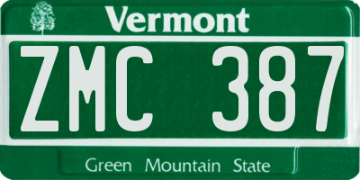VT license plate ZMC387