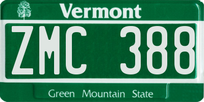 VT license plate ZMC388