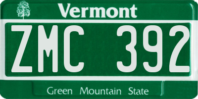 VT license plate ZMC392