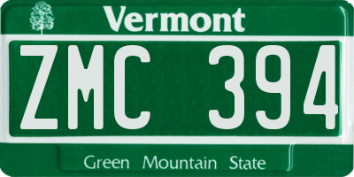 VT license plate ZMC394