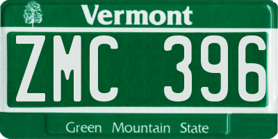 VT license plate ZMC396