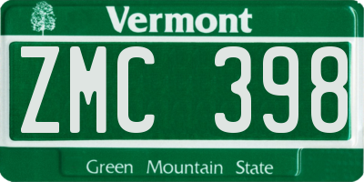 VT license plate ZMC398