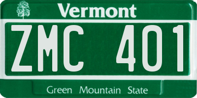 VT license plate ZMC401
