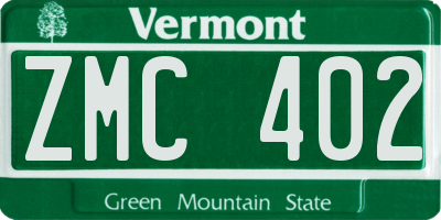 VT license plate ZMC402