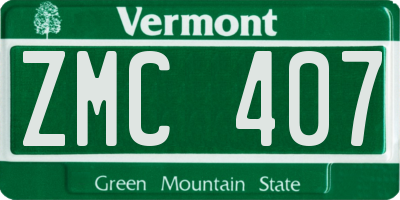 VT license plate ZMC407