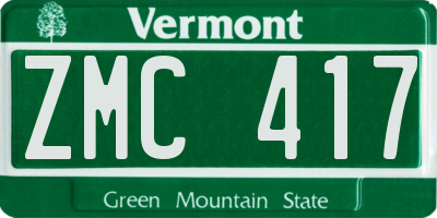VT license plate ZMC417