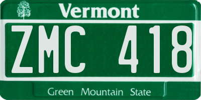 VT license plate ZMC418